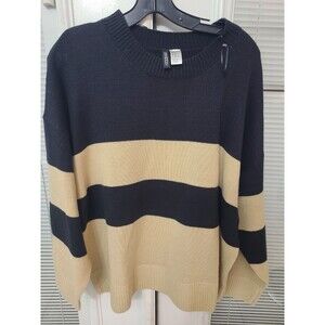 H&M BLACK and Tan Stripe Sweater size XL Divided (H&M)